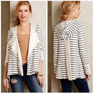 Anthropologie Saturday Sunday Striped Draped Open Front Cardigan Size Medium